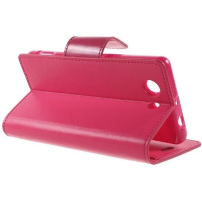 Mercury Sonata atverčiamas Sony Xperia Z3 Compact rožinis odinis dėklas - piniginė / Priedai.lt