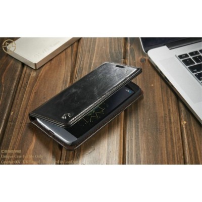 LG G5 (H850) „CaseMe“ solidus atverčiamas juodas odinis dėklas - knygutė / Priedai.lt