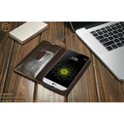 LG G5 (H850) „CaseMe“ solidus atverčiamas rudas odinis dėklas - knygutė / Priedai.lt