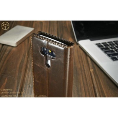 LG G5 (H850) „CaseMe“ solidus atverčiamas rudas odinis dėklas - knygutė / Priedai.lt