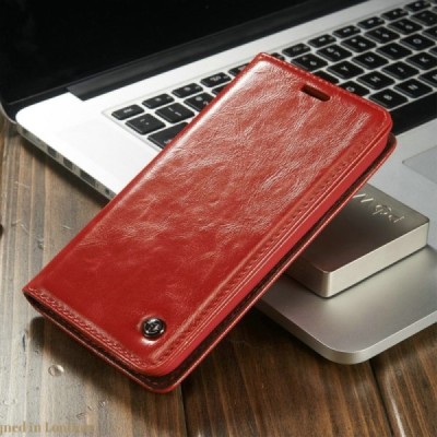 LG G5 (H850) „CaseMe“ solidus atverčiamas raudonas odinis dėklas - knygutė / Priedai.lt