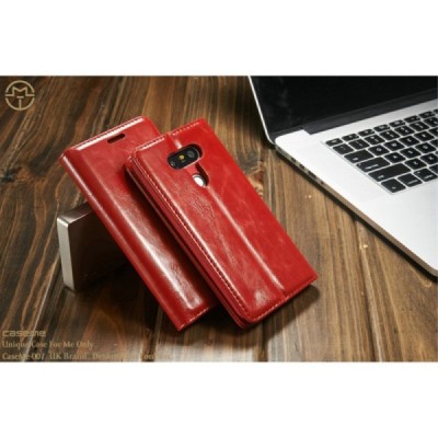 LG G5 (H850) „CaseMe“ solidus atverčiamas raudonas odinis dėklas - knygutė / Priedai.lt