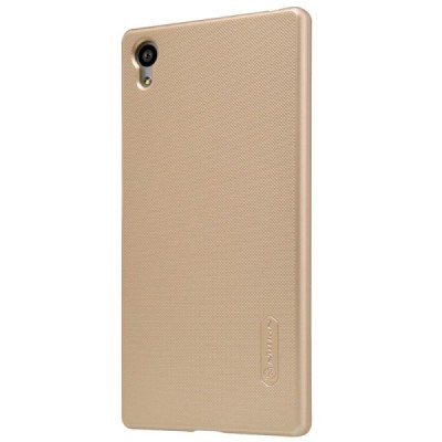 Sony Xperia Z5 Nillkin Frosted Shield zelta plastmasas apvalks + ekrāna aizsargplēve / Vacins.lv