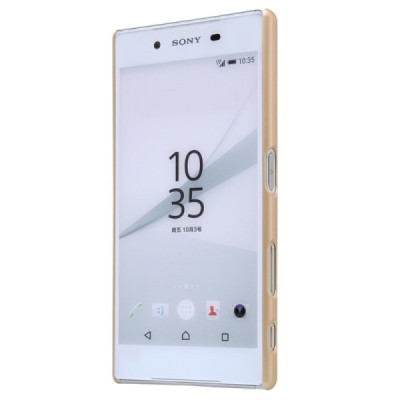 Sony Xperia Z5 Nillkin Frosted Shield zelta plastmasas apvalks + ekrāna aizsargplēve / Vacins.lv