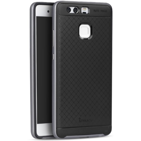 „IPAKY“ kieto silikono (TPU) dėklas - juodas / sidabrinis (P9)