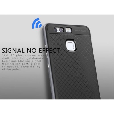 Huawei P9 „IPAKY“ kieto silikono TPU juodas (sidabriniais apvadais) dėklas - nugarėlė / Priedai.lt