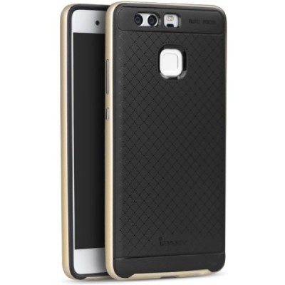 Huawei P9 „IPAKY“ kieto silikono TPU juodas (auksiniais apvadais) dėklas - nugarėlė / Priedai.lt