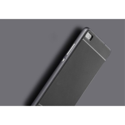 Huawei P8 „IPAKY“ kieto silikono TPU juodas (juodais apvadais) dėklas - nugarėlė / Priedai.lt