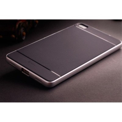 Huawei P8 „IPAKY“ cieta silikona (TPU) melns apvalks (apmales - sudrabā krāsā) / Vacins.lv