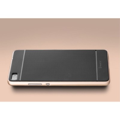 Huawei P8 „IPAKY“ kieto silikono TPU juodas (auksiniais apvadais) dėklas - nugarėlė / Priedai.lt