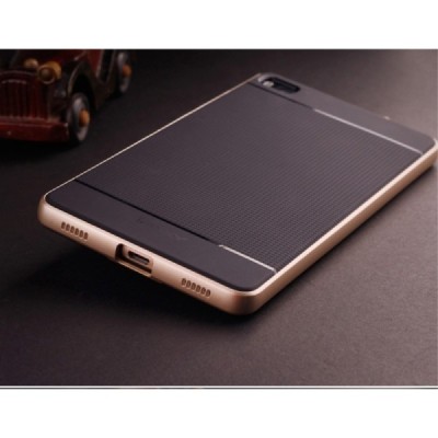 Huawei P8 „IPAKY“ kieto silikono TPU juodas (auksiniais apvadais) dėklas - nugarėlė / Priedai.lt