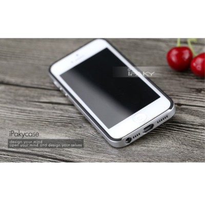 Apple iPhone SE, Apple iPhone 5 ir Apple iPhone 5S „IPAKY“ kieto silikono TPU juodas (sidabriniais apvadais) dėklas - nugarėlė /