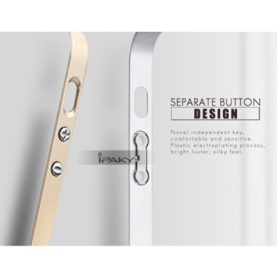 Apple iPhone SE, Apple iPhone 5 ir Apple iPhone 5S „IPAKY“ kieto silikono TPU juodas (sidabriniais apvadais) dėklas - nugarėlė /