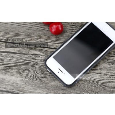 Apple iPhone SE, Apple iPhone 5 ir Apple iPhone 5S „IPAKY“ kieto silikono TPU juodas (pilkais apvadais) dėklas - nugarėlė / Prie