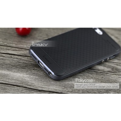 Apple iPhone SE, Apple iPhone 5 ir Apple iPhone 5S „IPAKY“ kieto silikono TPU juodas (pilkais apvadais) dėklas - nugarėlė / Prie