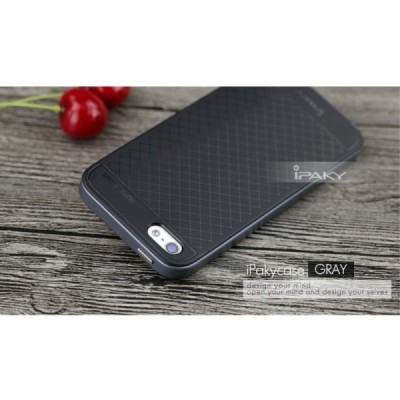 Apple iPhone SE, Apple iPhone 5 ir Apple iPhone 5S „IPAKY“ kieto silikono TPU juodas (pilkais apvadais) dėklas - nugarėlė / Prie