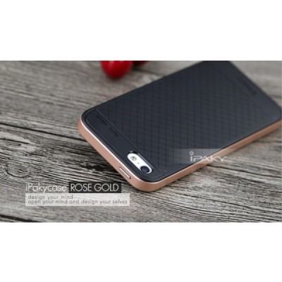 Apple iPhone SE, Apple iPhone 5 ir Apple iPhone 5S „IPAKY“ cieta silikona (TPU) melns apvalks (apmales - rozā krāsā) / Vacins.lv