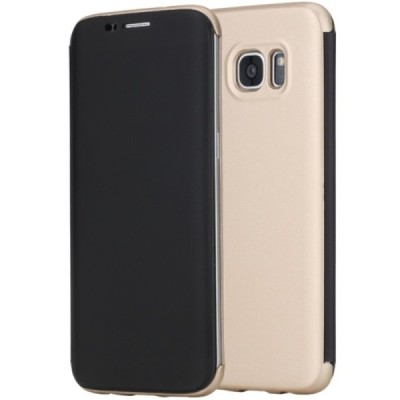 Samsung Galaxy S7 Edge „Rock“ Dr. V atverčiamas juodas / auksinis dėklas - knygutė / Priedai.lt
