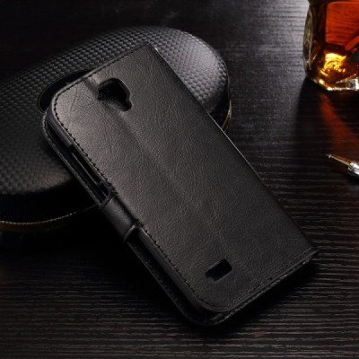 Huawei Y5 (Y560) atvēramais ādas melns maciņš (maks) / Vacins.lv