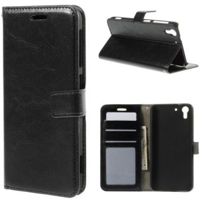 HTC Desire EYE atvēramais ādas melns maciņš (maks) / Vacins.lv