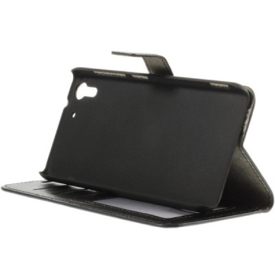 HTC Desire EYE atvēramais ādas melns maciņš (maks) / Vacins.lv