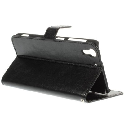 HTC Desire EYE atvēramais ādas melns maciņš (maks) / Vacins.lv