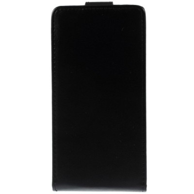 Huawei Ascend P6 klasisks ādas vertikāli atvēramais melns maciņš / Vacins.lv