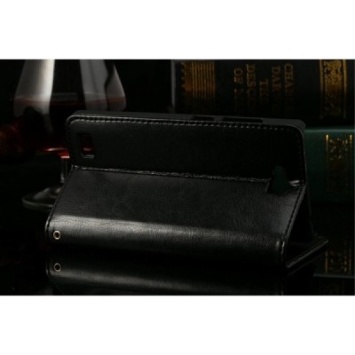 Huawei Honor 3C atvēramais ādas melns maciņš (maks) / Vacins.lv