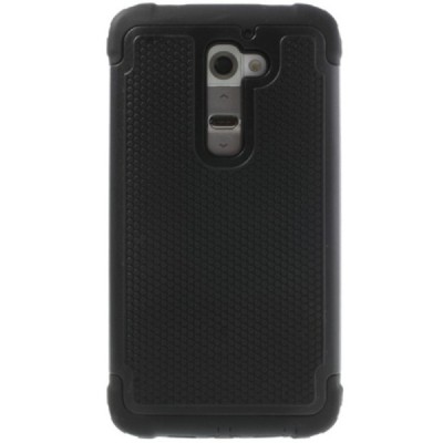 Sustiprintos apsaugos LG G2 D802 juodas kieto silikono (TPU) ir plastiko dėklas / Priedai.lt