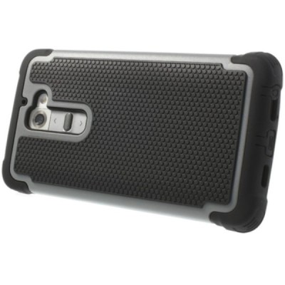 Sustiprintos apsaugos LG G2 D802 juodas kieto silikono (TPU) ir plastiko dėklas / Priedai.lt