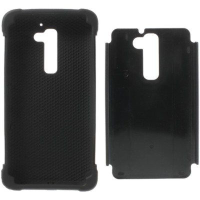 Sustiprintos apsaugos LG G2 D802 juodas kieto silikono (TPU) ir plastiko dėklas / Priedai.lt