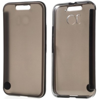 HTC 10 Dot View atvērams melns maciņš - maks / Vacins.lv