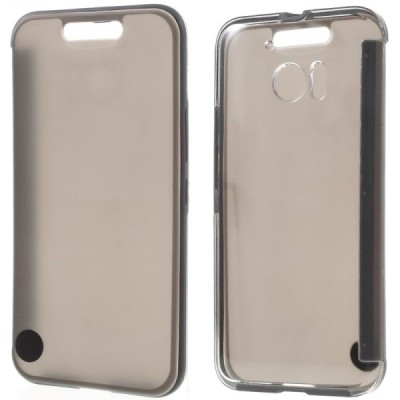 HTC 10 Dot View atvērams pelēks maciņš - maks / Vacins.lv