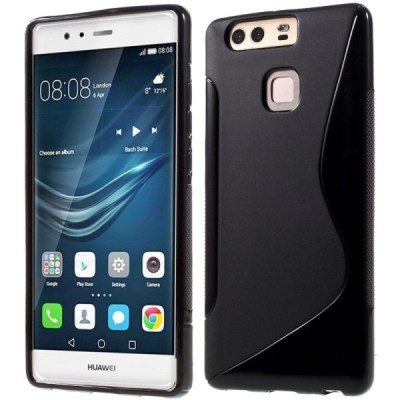 Huawei P9 cieta silikona (TPU) melns apvalks / vacins.lv