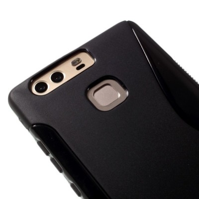 Huawei P9 cieta silikona (TPU) melns apvalks / vacins.lv