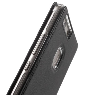 Huawei P9 Plus melns atvēramais Smart Window ādas maciņš / Vacins.lv