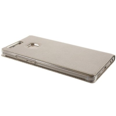Huawei P9 Plus auksinis odinis atverčiamas „Smart Window“ dėklas su langeliu / Priedai.lt