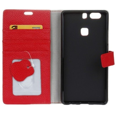 Huawei P9 Plus (Huawei Ascend P9 Plus) atvēramais ādas sarkans maciņš (maks) / Vacins.lv