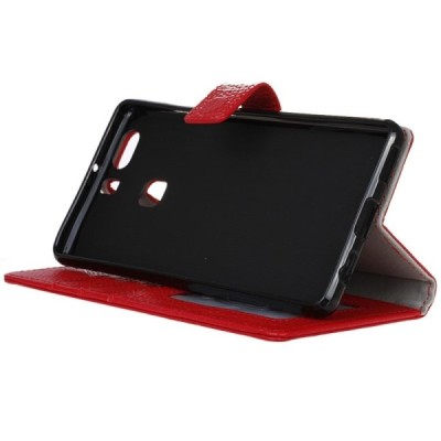 Huawei P9 Plus (Huawei Ascend P9 Plus) atvēramais ādas sarkans maciņš (maks) / Vacins.lv