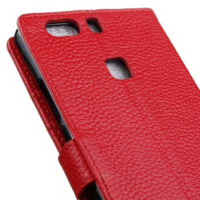 Huawei P9 Plus (Huawei Ascend P9 Plus) atvēramais ādas sarkans maciņš (maks) / Vacins.lv