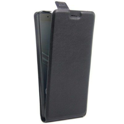 Huawei P9 Plus (Huawei Ascend P9 Plus) klasisks ādas vertikāli atvēramais melns maciņš / Vacins.lv