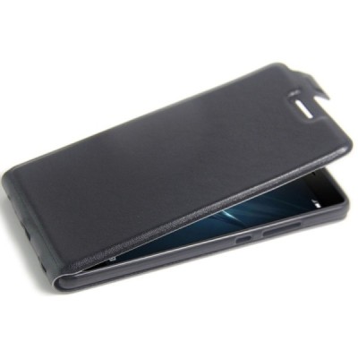 Huawei P9 Plus (Huawei Ascend P9 Plus) klasisks ādas vertikāli atvēramais melns maciņš / Vacins.lv