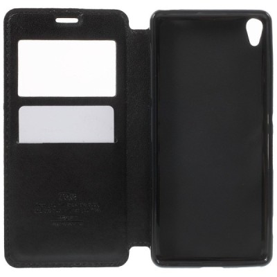 Sony Xperia XA Roar Noble ādas atvēramais melns futrālis / Vacins.lv