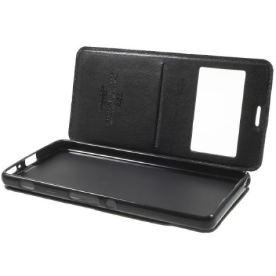 Sony Xperia XA Roar Noble ādas atvēramais melns futrālis / Vacins.lv