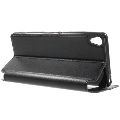 Sony Xperia XA Roar Noble ādas atvēramais melns futrālis / Vacins.lv