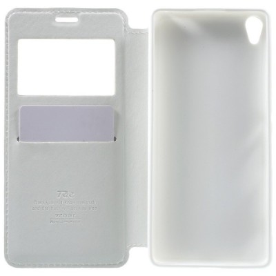 Sony Xperia XA Roar Noble ādas atvēramais balts futrālis / Vacins.lv