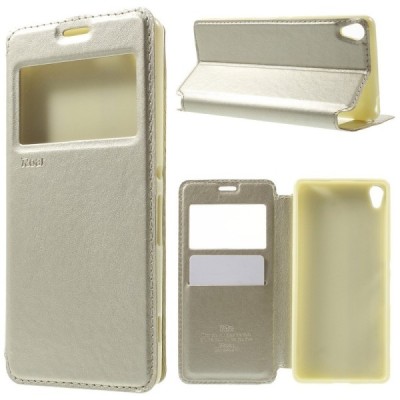 Sony Xperia XA Roar Noble ādas atvēramais zelta futrālis / Vacins.lv