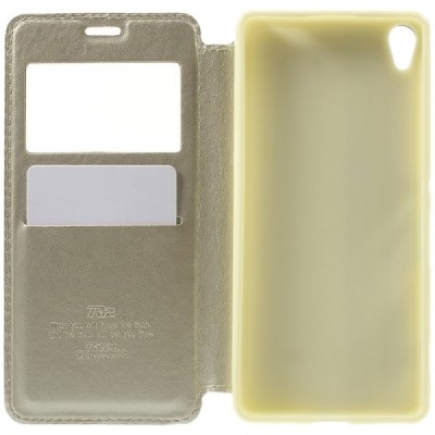 Sony Xperia XA Roar Noble ādas atvēramais zelta futrālis / Vacins.lv