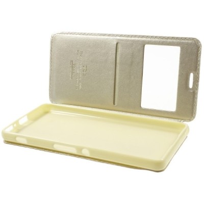 Sony Xperia XA Roar Noble ādas atvēramais zelta futrālis / Vacins.lv