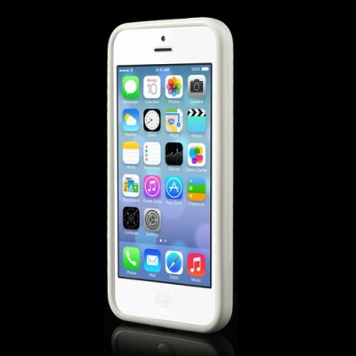 Skaidrus/baltas su kieto silikono rėmu plastikinis Apple iPhone 5C dėklas (dėkliukas) / Priedai.lt